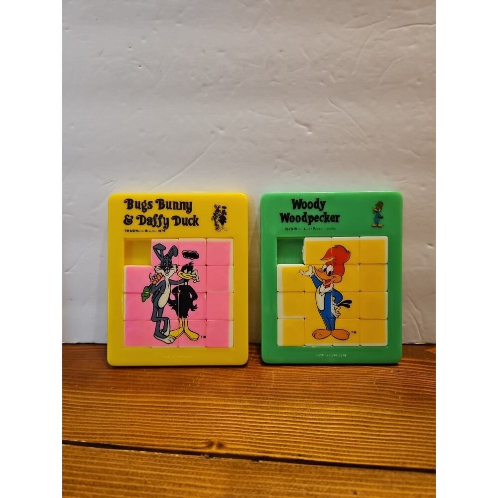 Vtg 1979‎ Bugs Bunny Daffy Duck + Woody Woody Woodpecker Sliding Puzzle Toys